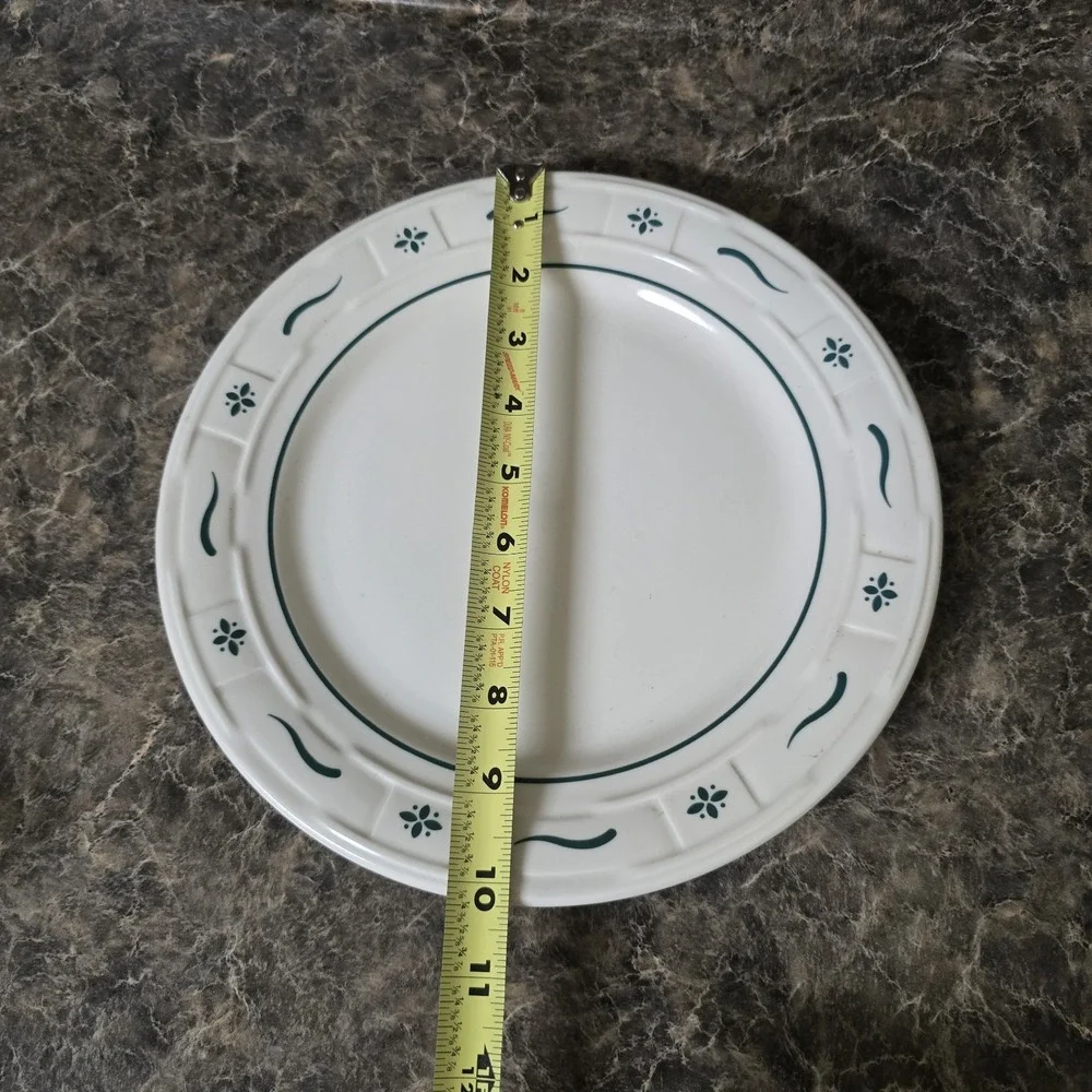 Longaberger Pottery Bread Dessert Salad Plate GREEN Woven Traditions‎ USA GREAT!